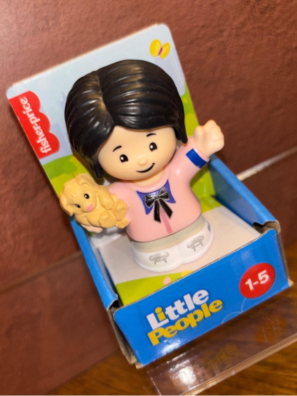 Fisher Price Little People Girl Figure in Pink with Puppy
